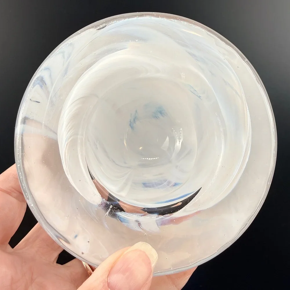 Kosta Boda Atoll White Glass Votive Candle‎ Bowl Anna Ehrner Signed with Box
